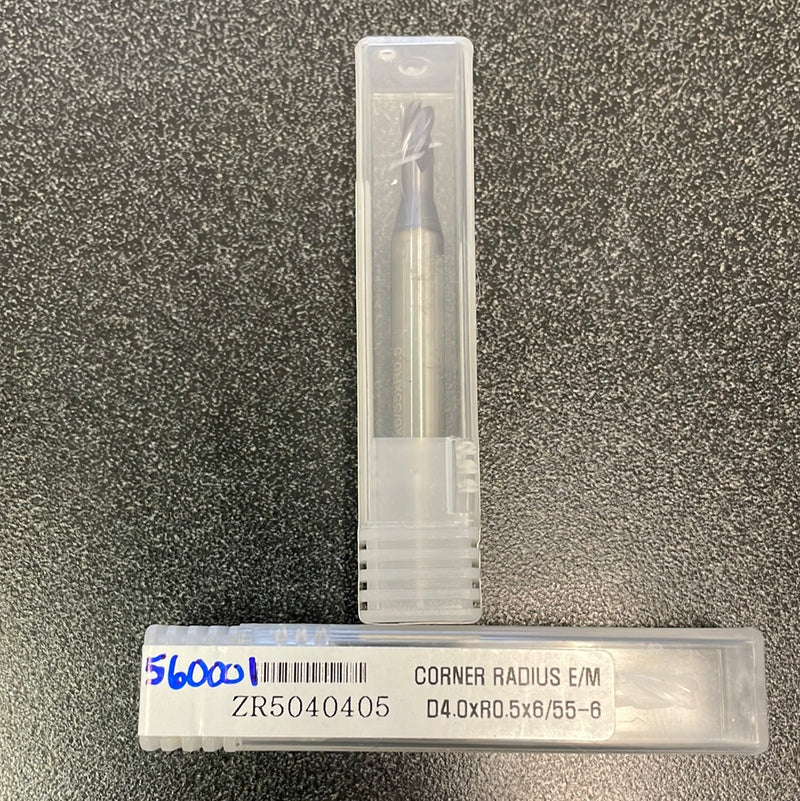 4mm x 6 x 6 x 55, 4F, R0.5, CRB, AlTiN (560001)