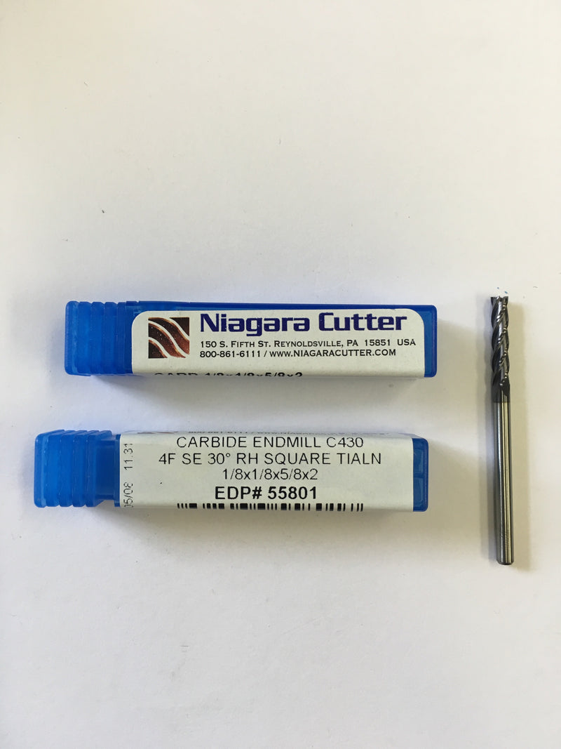 N55801 (1/8 x 1/8 x 5/8 x 2, 4F, S, CRB, TiAlN)