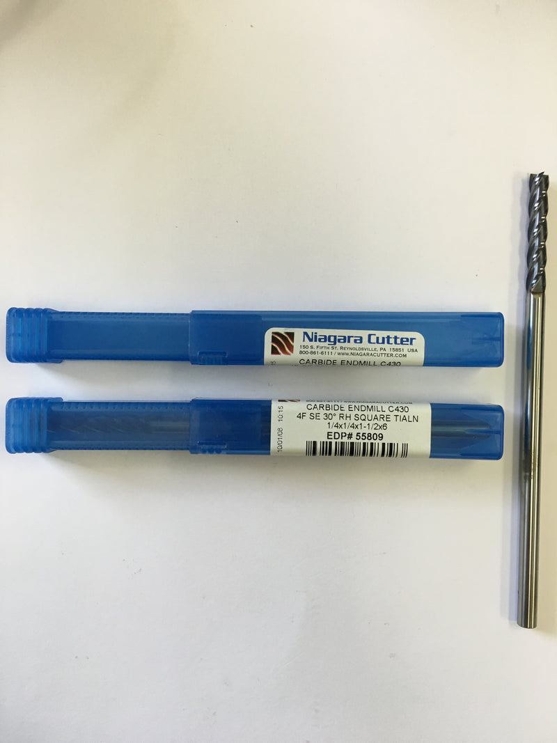 N55809 (1/4 x 1/4 x 1-1/2 x 6, 4F, S, CRB, TiAlN)