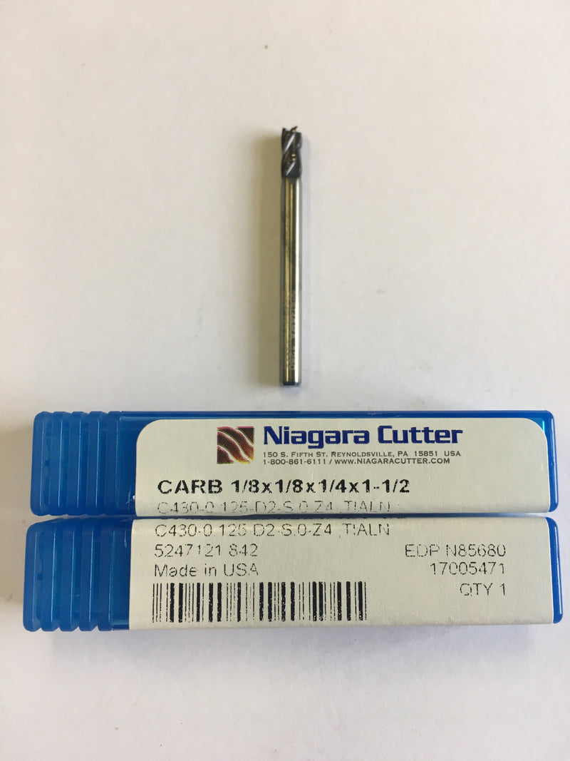 N85680 (1/8 x 1/8 x 1/4 x 1-1/2, 4F, S, CRB, TiAlN)