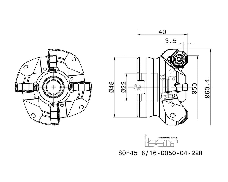 3104644 ( SOF45 8/16-D050-04-22R Face Mill)